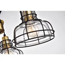 Best Pirce 🛒 Paris 3-Light Black and Antique Gold Industrial Chandelier with Black Cage and Clear Glass Shade by Edvivi ⭐ -Deals Edvivi || Atlas Store black and antique gold edvivi chandeliers epd5335bk fa 1000
