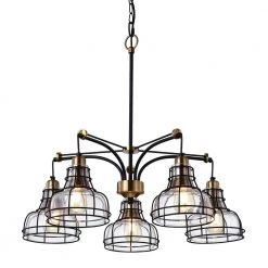 Best reviews of 🌟 Paris 5-Light Black and Antique Gold Industrial Chandelier with Black Cage and Clear Glass Shades by Edvivi 👍