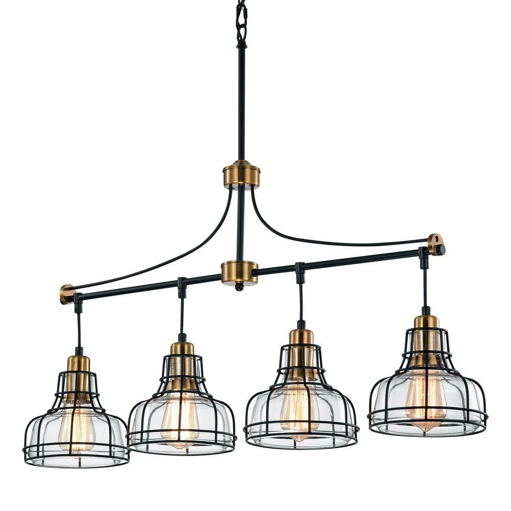 Cheapest ๐ 4-Light Black and Antique Gold Linear Chandelier with Clear Glass Shades by Edvivi ๐ 3 Cheapest ๐ 4-Light Black and Antique Gold Linear Chandelier with Clear Glass Shades by Edvivi ๐