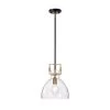 Promo 🥰 Essence 10 in. 1-Light Contemporary Black and Antique Gold Pendant with Bowl Shaped Clear Glass Shade by Edvivi 🎁 -Deals Edvivi || Atlas Store black and antique gold edvivi chandeliers epj4535bkag 64 1000