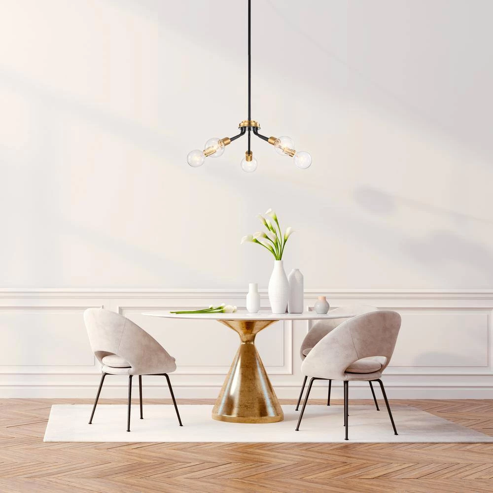 Best Sale ๐ Winslett Mid-Century Modern 5-Light Black and Antique Gold Finish Contemporary Sputnik Chandelier by Edvivi โญ 6 Best Sale ๐ Winslett Mid-Century Modern 5-Light Black and Antique Gold Finish Contemporary Sputnik Chandelier by Edvivi โญ - Image 4