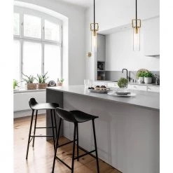 New 🔥 Essence 1-Light Black and Antique Gold Modern Mini Pendant with Clear Cylindrical Glass Shade by Edvivi ❤️ -Deals Edvivi || Atlas Store black and antique gold edvivi pendant lights epj4618ag 77 1000