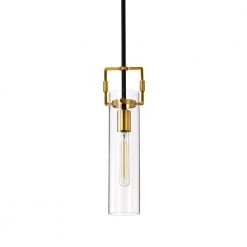 New 🔥 Essence 1-Light Black and Antique Gold Modern Mini Pendant with Clear Cylindrical Glass Shade by Edvivi ❤️ -Deals Edvivi || Atlas Store black and antique gold edvivi pendant lights epj4618ag c3 1000
