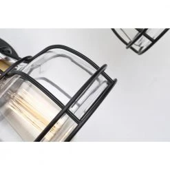 Promo 😀 Paris 3-Light Industrial Black and Antique Gold Vanity with Clear Glass Shades and Black Cage by Edvivi ✔️ -Deals Edvivi || Atlas Store black and antique gold edvivi vanity lighting ew5313 bk 1d 1000
