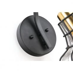 Promo 😀 Paris 3-Light Industrial Black and Antique Gold Vanity with Clear Glass Shades and Black Cage by Edvivi ✔️ -Deals Edvivi || Atlas Store black and antique gold edvivi vanity lighting ew5313 bk 77 1000