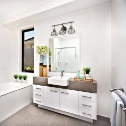 Promo 😀 Paris 3-Light Industrial Black and Antique Gold Vanity with Clear Glass Shades and Black Cage by Edvivi ✔️ -Deals Edvivi || Atlas Store black and antique gold edvivi vanity lighting ew5313 bk c3 1000