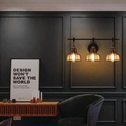 Promo 😀 Paris 3-Light Industrial Black and Antique Gold Vanity with Clear Glass Shades and Black Cage by Edvivi ✔️ -Deals Edvivi || Atlas Store black and antique gold edvivi vanity lighting ew5313 bk fa 1000