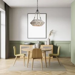 Buy 🛒 Cancun 3-Light Black and Light Gray Washed Drum Coastal Chandelier with Woven Bamboo Shade by Edvivi 🤩 -Deals Edvivi || Atlas Store black and antique silver edvivi chandeliers epj5735bk 4f 1000