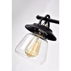 Outlet ❤️ Winslett 5-Light Farmhouse Black and Brushed Nickel Industrial Kitchen Island Pendant with Clear Glass Shades by Edvivi 😉 -Deals Edvivi || Atlas Store black and brushed nicke edvivi chandeliers epd445bkbn 44 1000