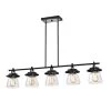 Outlet ❤️ Winslett 5-Light Farmhouse Black and Brushed Nickel Industrial Kitchen Island Pendant with Clear Glass Shades by Edvivi 😉 -Deals Edvivi || Atlas Store black and brushed nicke edvivi chandeliers epd445bkbn 64 1000