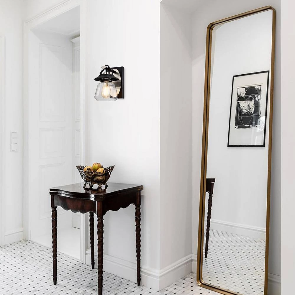 Discount ๐ Winslett 1-Light Farmhouse Black and Brushed Nickel Lantern Industrial Modern Wall Sconce with Clear Glass Shade by Edvivi ๐ 5 Discount ๐ Winslett 1-Light Farmhouse Black and Brushed Nickel Lantern Industrial Modern Wall Sconce with Clear Glass Shade by Edvivi ๐ - Image 3