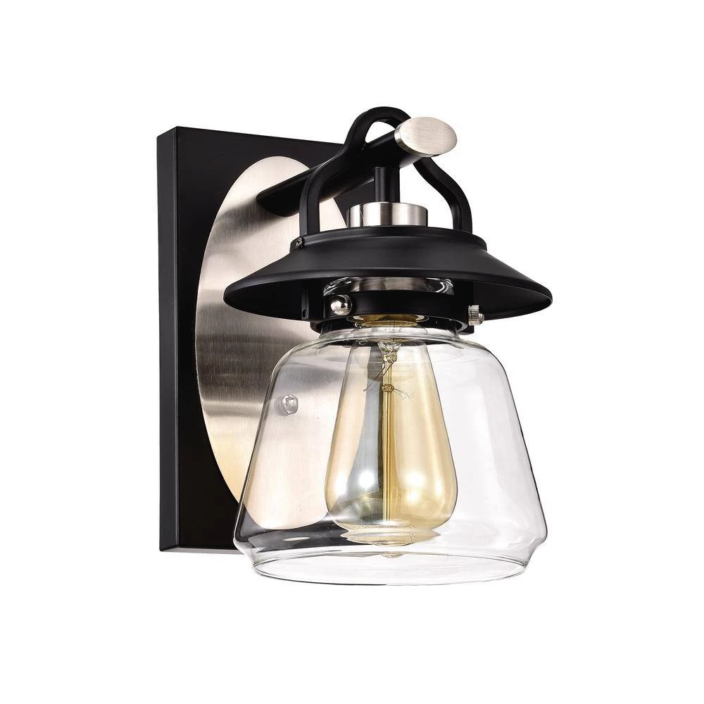 Discount ๐ Winslett 1-Light Farmhouse Black and Brushed Nickel Lantern Industrial Modern Wall Sconce with Clear Glass Shade by Edvivi ๐ 7 Discount ๐ Winslett 1-Light Farmhouse Black and Brushed Nickel Lantern Industrial Modern Wall Sconce with Clear Glass Shade by Edvivi ๐ - Image 5