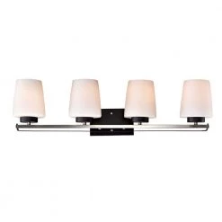 Wholesale 😀 Aliana 31.3 in. 4-Light Black and Brushed Nickel Modern Vanity Light with Etched White Glass Shade by Edvivi 🥰