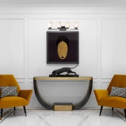 Wholesale 😀 Aliana 31.3 in. 4-Light Black and Brushed Nickel Modern Vanity Light with Etched White Glass Shade by Edvivi 🥰 -Deals Edvivi || Atlas Store black and brushed nickel edvivi vanity lighting ew6044 bkbn c3 1000