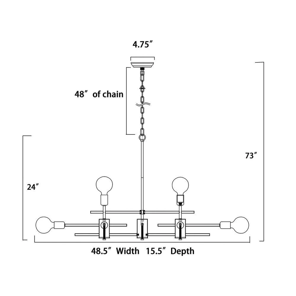 Budget ๐ Winslett 8-Light Black and Chrome Finish Exposed Bulb Linear Mid-Century Modern Chandelier by Edvivi ๐ 6 Budget ๐ Winslett 8-Light Black and Chrome Finish Exposed Bulb Linear Mid-Century Modern Chandelier by Edvivi ๐ - Image 4