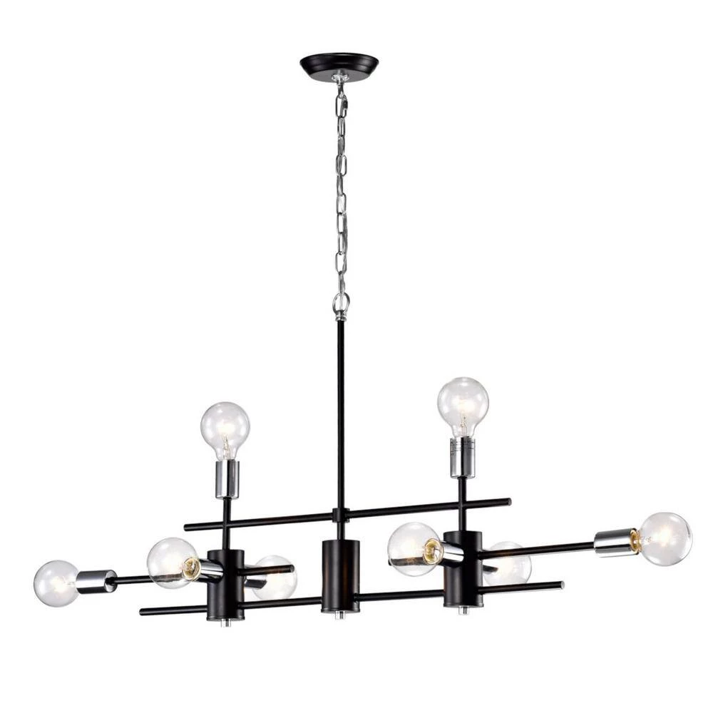 Budget ๐ Winslett 8-Light Black and Chrome Finish Exposed Bulb Linear Mid-Century Modern Chandelier by Edvivi ๐ 13 Budget ๐ Winslett 8-Light Black and Chrome Finish Exposed Bulb Linear Mid-Century Modern Chandelier by Edvivi ๐ - Image 11