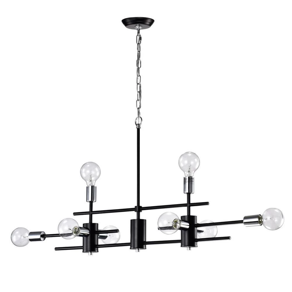 Budget ๐ Winslett 8-Light Black and Chrome Finish Exposed Bulb Linear Mid-Century Modern Chandelier by Edvivi ๐ 7 Budget ๐ Winslett 8-Light Black and Chrome Finish Exposed Bulb Linear Mid-Century Modern Chandelier by Edvivi ๐ - Image 5
