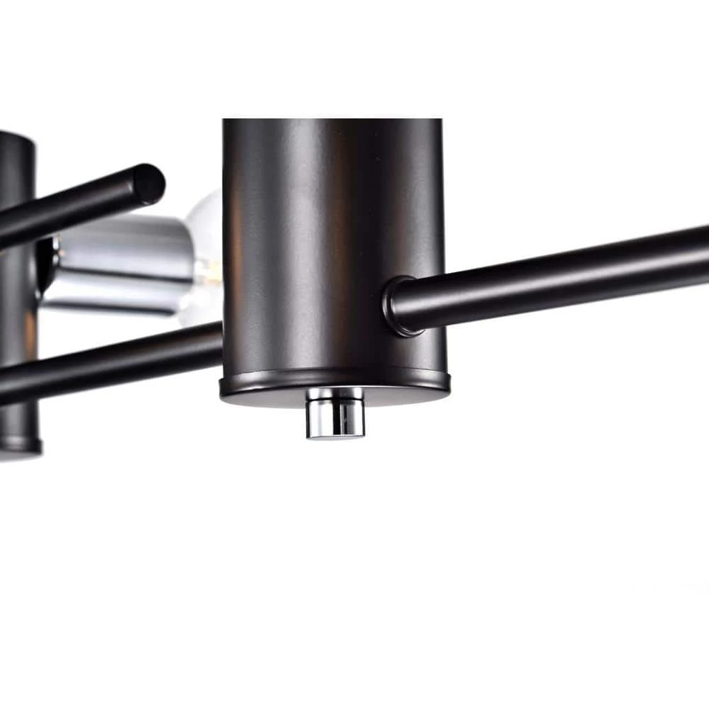 Budget ๐ Winslett 8-Light Black and Chrome Finish Exposed Bulb Linear Mid-Century Modern Chandelier by Edvivi ๐ 4 Budget ๐ Winslett 8-Light Black and Chrome Finish Exposed Bulb Linear Mid-Century Modern Chandelier by Edvivi ๐ - Image 2