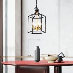 Top 10 😉 Madison 4-Light Statement Black and Gold Tradtional Lantern Chandelier by Edvivi 🔔 -Deals Edvivi || Atlas Store black and gold edvivi chandeliers epl1235bkag 1f 1000