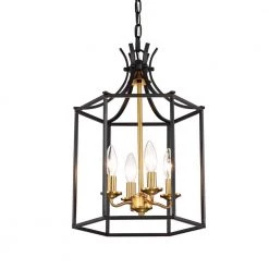 Top 10 😉 Madison 4-Light Statement Black and Gold Tradtional Lantern Chandelier by Edvivi 🔔