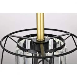Budget 🔥 Christina 1-Light Black and Gold Cage Mini Pendant with Hanging Crystals by Edvivi 😉 -Deals Edvivi || Atlas Store black and gold edvivi pendant lights epl6535bk 1d 1000