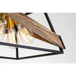 Best deal 👍 Elk 4-Light Black and Antique Gold Finish with Vintage Wood Modern Farmhouse Cage Pendant Light by Edvivi 🌟 -Deals Edvivi || Atlas Store black and vintage wood edvivi chandeliers epl1315bk 76 1000