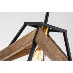 Best Pirce ⭐ Elk 1-Light Black Finish with Vintage Wood Modern Farmhouse Cage Mini Pendant by Edvivi 👏 -Deals Edvivi || Atlas Store black and vintage wood edvivi pendant lights epl1305bk fa 1000