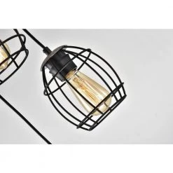 Flash Sale 🌟 Triscot 4-Light Modern Farmhouse Gray Wood Cluster Pendant with Black Cage by Edvivi 🧨 -Deals Edvivi || Atlas Store black and wood edvivi chandeliers epc4585bk 1d 1000