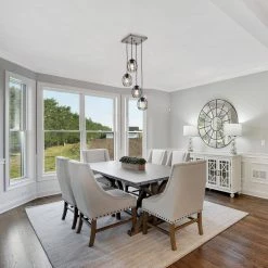 Flash Sale 🌟 Triscot 4-Light Modern Farmhouse Gray Wood Cluster Pendant with Black Cage by Edvivi 🧨 -Deals Edvivi || Atlas Store black and wood edvivi chandeliers epc4585bk 4f 1000