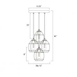 Flash Sale 🌟 Triscot 4-Light Modern Farmhouse Gray Wood Cluster Pendant with Black Cage by Edvivi 🧨 -Deals Edvivi || Atlas Store black and wood edvivi chandeliers epc4585bk 66 1000