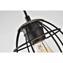 Flash Sale 🌟 Triscot 4-Light Modern Farmhouse Gray Wood Cluster Pendant with Black Cage by Edvivi 🧨 -Deals Edvivi || Atlas Store black and wood edvivi chandeliers epc4585bk fa 1000