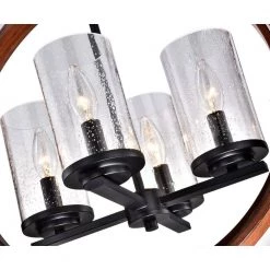 Buy 🥰 Orbit 4-Light Black and Wood Finish Modern Globe Chandelier with Seedy Glass Shades by Edvivi 😉 -Deals Edvivi || Atlas Store black and wood edvivi chandeliers epq2042wd fa 1000