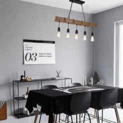 New ✨ Elk Farmhouse 5-Light Black and Wood Finish Linear Island Chandelier with Rope Accents by Edvivi ✨ -Deals Edvivi || Atlas Store black and wood edvivi chandeliers eps1285bk 31 1000