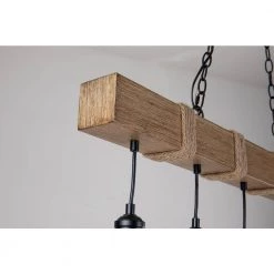 New ✨ Elk Farmhouse 5-Light Black and Wood Finish Linear Island Chandelier with Rope Accents by Edvivi ✨ -Deals Edvivi || Atlas Store black and wood edvivi chandeliers eps1285bk 44 1000