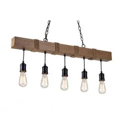 New ✨ Elk Farmhouse 5-Light Black and Wood Finish Linear Island Chandelier with Rope Accents by Edvivi ✨ -Deals Edvivi || Atlas Store black and wood edvivi chandeliers eps1285bk 66 1000