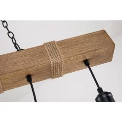 New ✨ Elk Farmhouse 5-Light Black and Wood Finish Linear Island Chandelier with Rope Accents by Edvivi ✨ -Deals Edvivi || Atlas Store black and wood edvivi chandeliers eps1285bk 76 1000