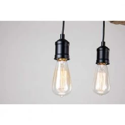 New ✨ Elk Farmhouse 5-Light Black and Wood Finish Linear Island Chandelier with Rope Accents by Edvivi ✨ -Deals Edvivi || Atlas Store black and wood edvivi chandeliers eps1285bk 77 1000