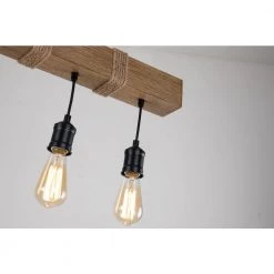 New ✨ Elk Farmhouse 5-Light Black and Wood Finish Linear Island Chandelier with Rope Accents by Edvivi ✨ -Deals Edvivi || Atlas Store black and wood edvivi chandeliers eps1285bk fa 1000