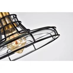Promo 🛒 Paris 1-Light Black and Antique Gold Industrial Pendant with Black Cage and Clear Glass Shade by Edvivi 🎉 -Deals Edvivi || Atlas Store black edvivi chandeliers epc5325bk 44 1000