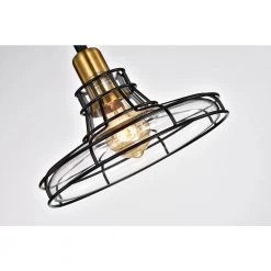 Promo 🛒 Paris 1-Light Black and Antique Gold Industrial Pendant with Black Cage and Clear Glass Shade by Edvivi 🎉 -Deals Edvivi || Atlas Store black edvivi chandeliers epc5325bk 76 1000