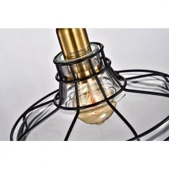 Promo 🛒 Paris 1-Light Black and Antique Gold Industrial Pendant with Black Cage and Clear Glass Shade by Edvivi 🎉 -Deals Edvivi || Atlas Store black edvivi chandeliers epc5325bk fa 1000