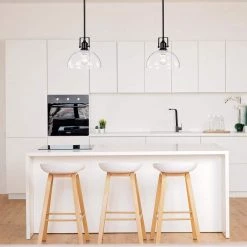 Cheapest ⭐ Hines 1-Light Black Farmhouse Pendant with Clear Dome Glass Shade by Edvivi 🔔 -Deals Edvivi || Atlas Store black edvivi chandeliers epj4895bk 4f 1000