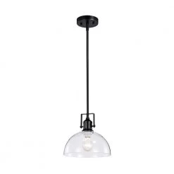 Cheapest ⭐ Hines 1-Light Black Farmhouse Pendant with Clear Dome Glass Shade by Edvivi 🔔 -Deals Edvivi || Atlas Store black edvivi chandeliers epj4895bk a0 1000