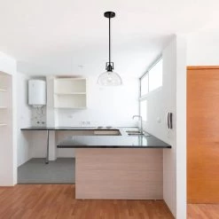 Cheapest ⭐ Hines 1-Light Black Farmhouse Pendant with Clear Dome Glass Shade by Edvivi 🔔 -Deals Edvivi || Atlas Store black edvivi chandeliers epj4895bk c3 1000