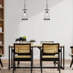 Flash Sale ✨ Perennial Contemporary 8 in. 1-Light Black Cone Cage Mini Pendant with Glass Bar Accents by Edvivi ⭐ -Deals Edvivi || Atlas Store black edvivi pendant lights epj3585bk c3 1000