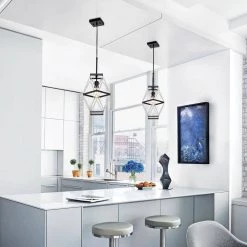 Hot Sale 🔥 Perennial Contemporary 10 in. 1-Light Black Geometric Cage Mini Pendant with Glass Bar Accents by Edvivi 💯 -Deals Edvivi || Atlas Store black edvivi pendant lights epj3595bk 31 1000