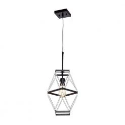 Hot Sale ๐ฅ Perennial Contemporary 10 in. 1-Light Black Geometric Cage Mini Pendant with Glass Bar Accents by Edvivi ๐ฏ