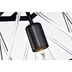 Hot Sale 🔥 Perennial Contemporary 10 in. 1-Light Black Geometric Cage Mini Pendant with Glass Bar Accents by Edvivi 💯 -Deals Edvivi || Atlas Store black edvivi pendant lights epj3595bk 76 1000