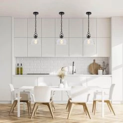 Brand new 🤩 Hines 1-Light Black Farmhouse Mini Pendant with Dome Shaped Clear Glass Shade by Edvivi 😍 -Deals Edvivi || Atlas Store black edvivi pendant lights epj4385bk 1f 1000