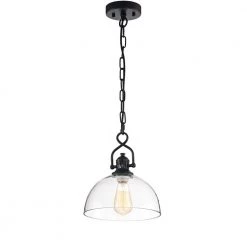 Brand new ๐คฉ Hines 1-Light Black Farmhouse Mini Pendant with Dome Shaped Clear Glass Shade by Edvivi ๐